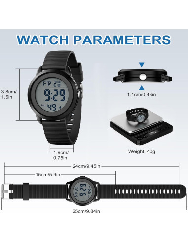 Reloj Digital CKV para Niños 10-18 Años Resistente al Agua 30M