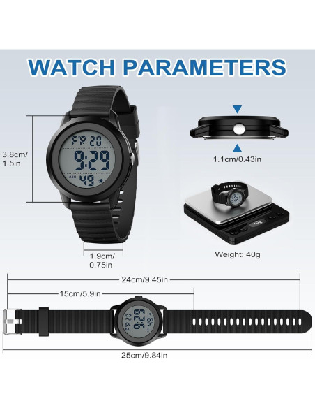 Reloj Digital CKV para Niños 10-18 Años Resistente al Agua 30M