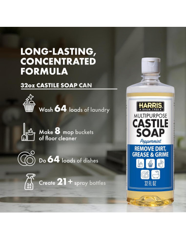 Jabón de Castilla Multiusos Harris Menta 946 ml Ecológico