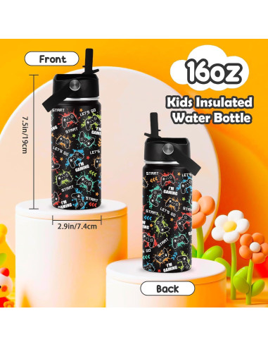 Botella de Agua ROVOZAR 16oz Acero Inoxidable para Niños