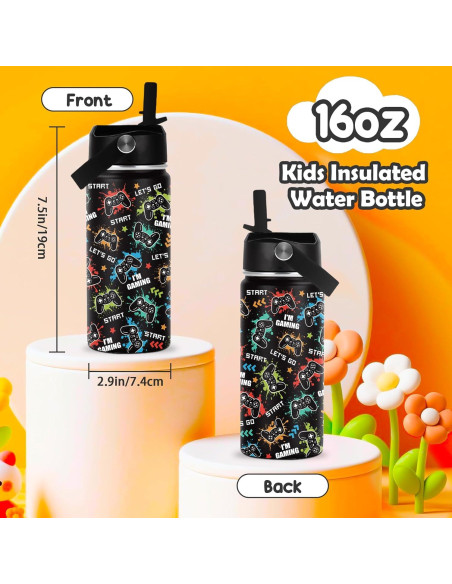 Botella de Agua ROVOZAR 16oz Acero Inoxidable para Niños