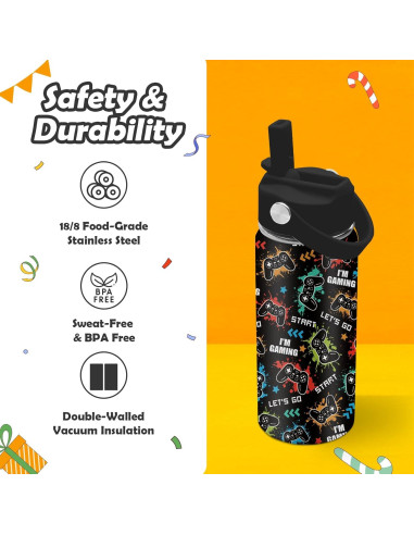 Botella de Agua ROVOZAR 16oz Acero Inoxidable para Niños