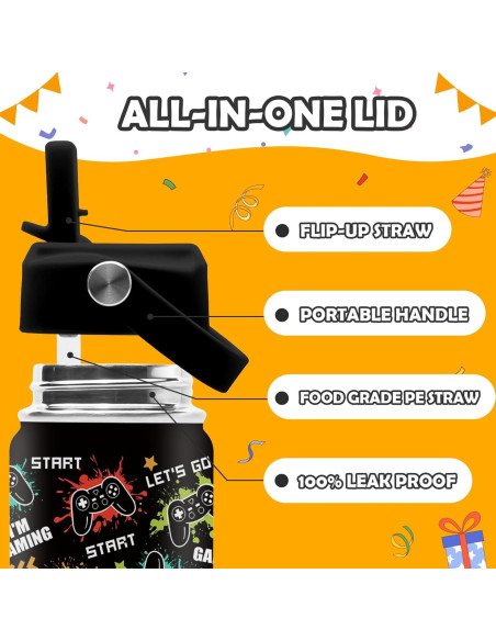 Botella de Agua ROVOZAR 16oz Acero Inoxidable para Niños