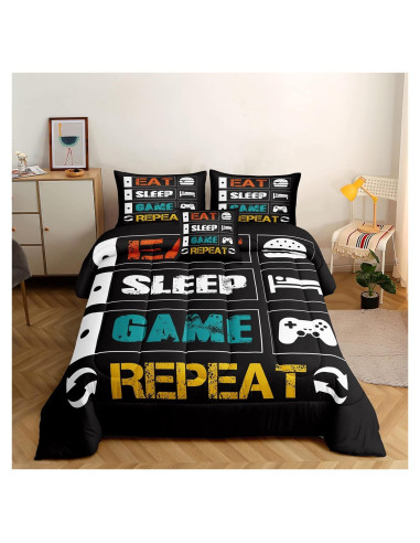 Juego de Ropa de Cama Individual ROWADALO 5 Piezas Gamer