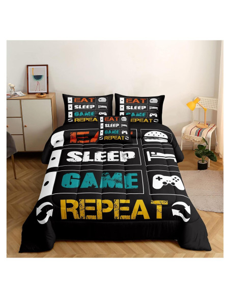Juego de Ropa de Cama Individual ROWADALO 5 Piezas Gamer
