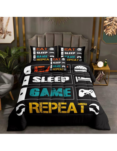 Juego de Ropa de Cama Individual ROWADALO 5 Piezas Gamer