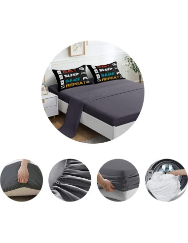 Juego de Ropa de Cama Individual ROWADALO 5 Piezas Gamer