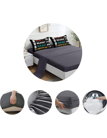 Juego de Ropa de Cama Individual ROWADALO 5 Piezas Gamer