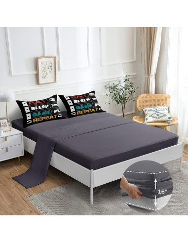 Juego de Ropa de Cama Individual ROWADALO 5 Piezas Gamer
