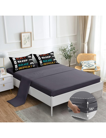 Juego de Ropa de Cama Individual ROWADALO 5 Piezas Gamer