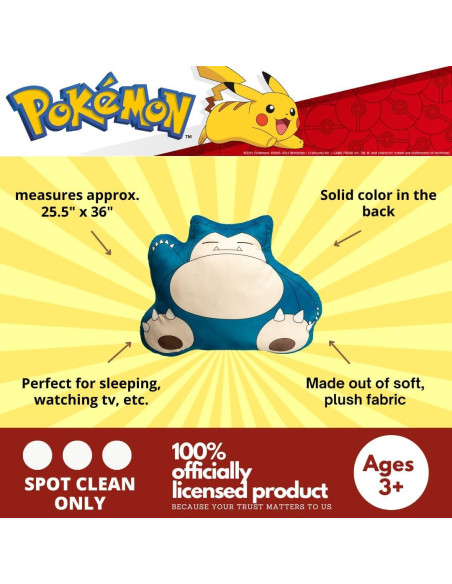 Almohada Corporal Franco Pokemon Snorlax 65x91 cm Suave