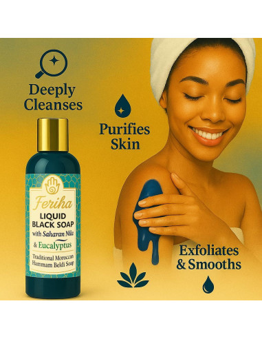 Jabón Negro Líquido Feriha 500ml - Exfoliante Corporal Marroquí