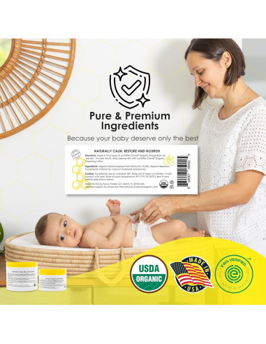 Bálsamo Orgánico para Pañales La Petite Creme 113 g - Crema Suave para Bebés