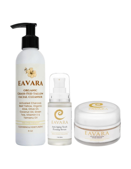 Juego de Cuidado Facial Orgánico - Limpiador, Suero y Hidratante