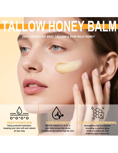 Bálsamo Hidratante de Grasa de Res GADMLURY 100g con Miel Cruda