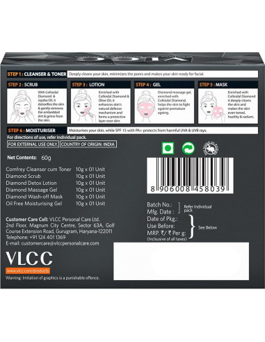 Kit Facial de Diamante VLCC - 6 Pasos para Piel Radiante 60g
