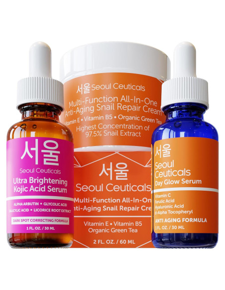 Suero Anti Envejecimiento SeoulCeuticals + Vitamina C + Crema de Caracol