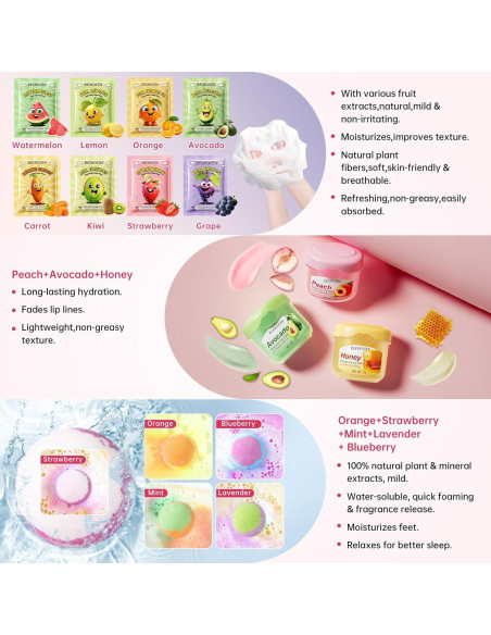 Set de Fiesta de Spa 56Pcs BECHOICEN - Mascarillas y Bombas