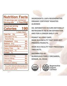 Mantequilla de Almendra Cremosa Orgánica Burroughs 396 g 2