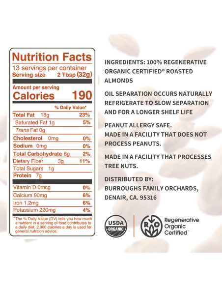 Mantequilla de Almendra Cremosa Orgánica Burroughs 396 g