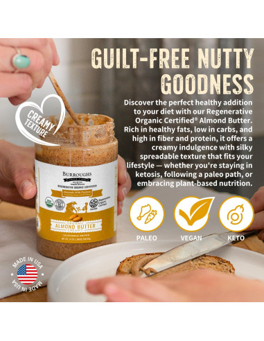 Mantequilla de Almendra Cremosa Orgánica Burroughs 396 g