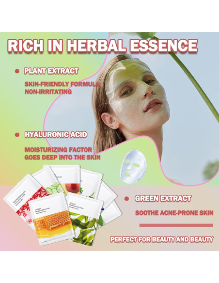 Set de 8 Mascarillas Faciales Hidratantes LJYBoBin - Todo Tipo de Piel Set de 8 Mascarillas Faciales Hidratantes LJYBoBin - Todo Tipo de Piel