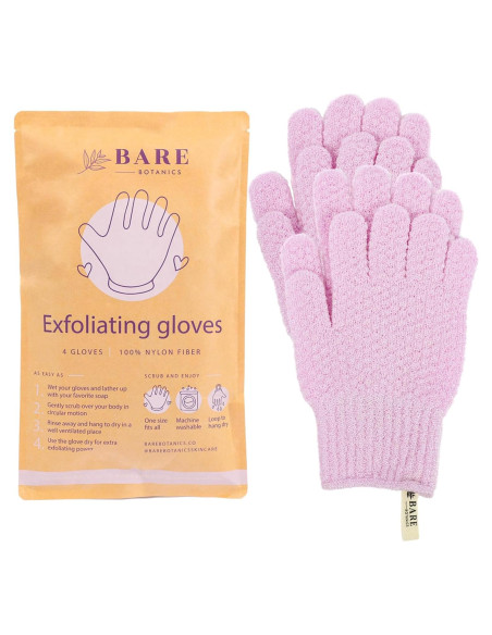 Guantes Exfoliantes de Ducha Bare Botanics Pack de 4 - Lavanda