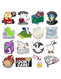 Set de 16 Pines de Esmalte Divertidos YJ PREMIUMS para Ropa