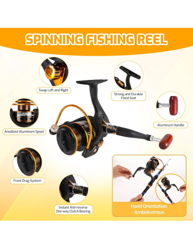 Juego de caña de pescar Milerong 1.8m para niños - Telescópica