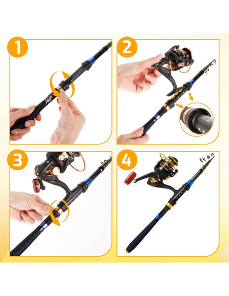 Juego de caña de pescar Milerong 1.8m para niños - Telescópica