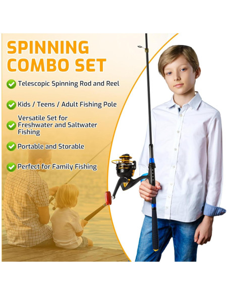 Juego de caña de pescar Milerong 1.8m para niños - Telescópica
