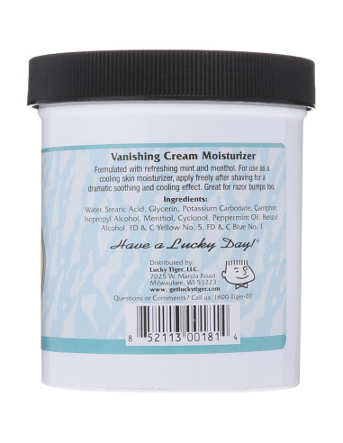 Crema Desvanecedora de Menta Lucky Tiger 340g Hidratante Afeitado