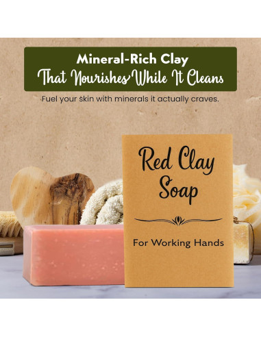 Jabón de Manos de Arcilla Roja Sea Lark - 99.22 g, 2 Piezas - Natural