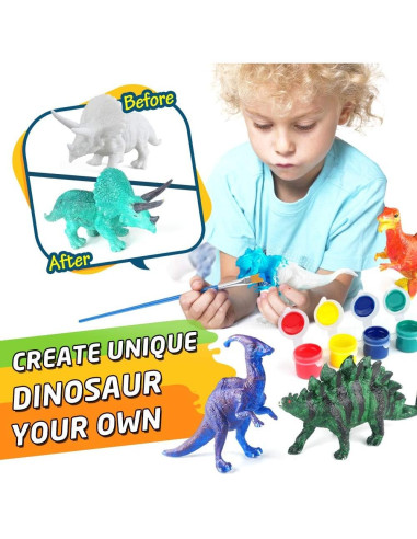 Set de Manualidades BAODLON para Niños - Pintura Dinosaurios 10 Figuras