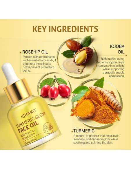 Aceite Facial Antienvejecimiento RIHAKO Cúrcuma y Rosa Mosqueta 181g