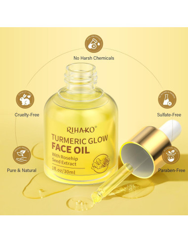 Aceite Facial Antienvejecimiento RIHAKO Cúrcuma y Rosa Mosqueta 181g