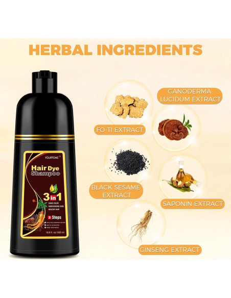 Champú para Teñir Cabello Castaño Claro 3 en 1 YOURTONE 500 ml