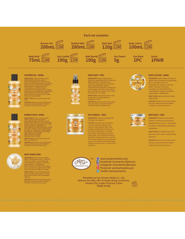 Juego de Regalo de Spa para Mujeres AM AROMANTRA 11 Piezas