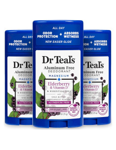 Desodorante Sin Aluminio Dr Teal's 75 g Saúco y Vitamina D (3 Pzas)