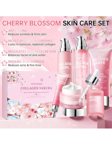 Set de Cuidado de la Piel Collagen Sakura 6 Piezas Hidratante