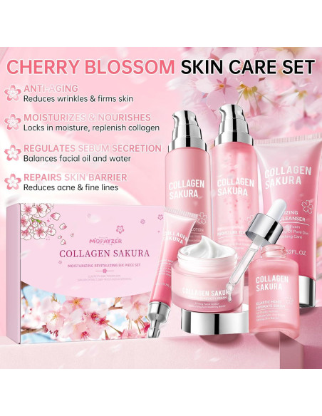 Set de Cuidado de la Piel Collagen Sakura 6 Piezas Hidratante