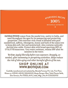 Crema Solar Biotique SPF 50+ para Cara y Cuerpo 50g 2