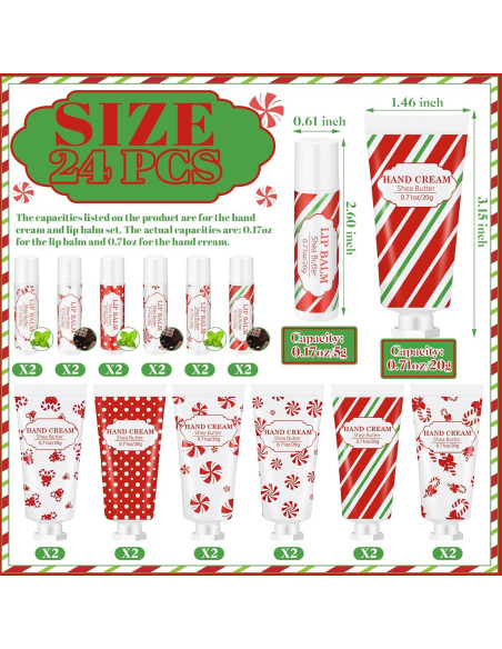 Conjunto de Regalo Navidad Leelosp 24 Pcs Crema y Bálsamo