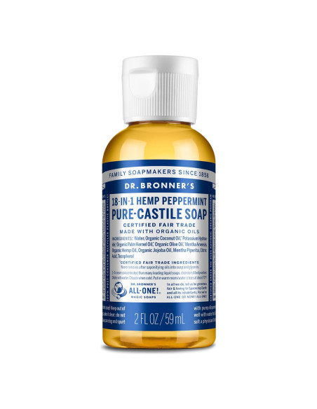 Jabón Líquido Orgánico Dr. Bronner's Menta 59 ml - Vegano