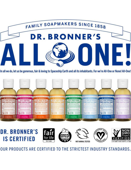 Jabón Líquido Orgánico Dr. Bronner's Menta 59 ml - Vegano