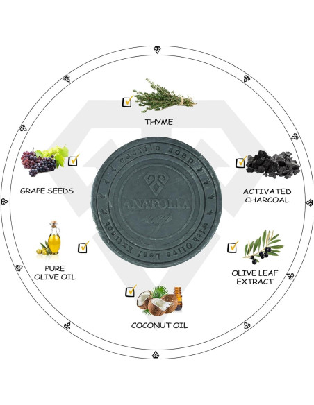Jabón Natural Anatolia 99.22 g con Carbón Activado y Tomillo