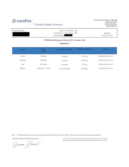 Suplemento Extracto de Romero Nature Restore 90 Cápsulas 380mg