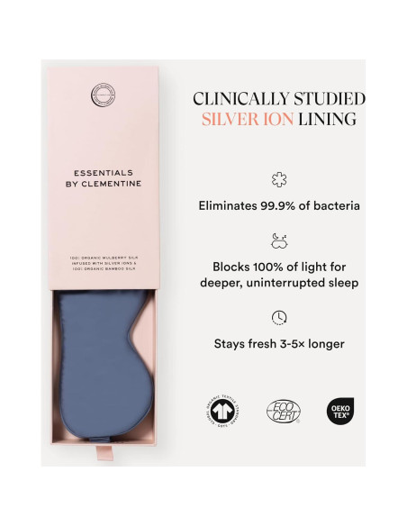 Máscara de Sueño Clementine Azul Laguna con Seda de Bambú