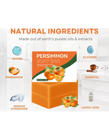 Jabón de Persimón Natural Hidratante - 2 Pcs 100g Cada Uno