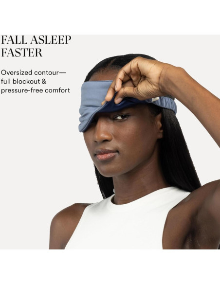 Máscara de Sueño Clementine Azul Laguna con Seda de Bambú